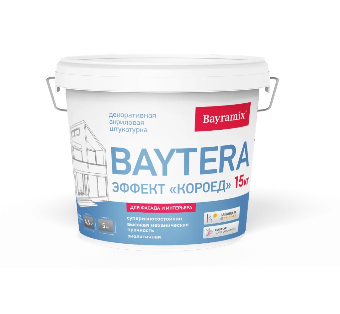 Bayramix Байрамикс Текстурное покрытие Baytera, 25 кг, Байтера, защитно-декоративное, износостойкое, для наружных работ