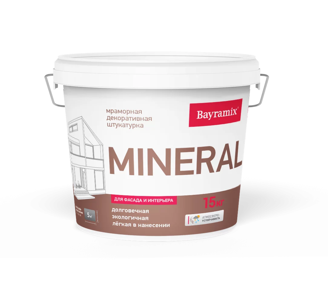 Bayramix Мраморная штукатурка Mineral средний, 354, 15 кг — декоративная штукатурка защитно-декоративная, износостойкая для фасада