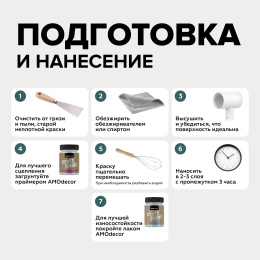Меловая краска для мебели АМОdecor AMO 0,75 кг, Марианская впадина, акриловая, для дерева, без резкого запаха, матовая, для окон и дверей