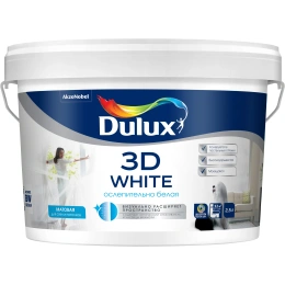 Краска ослепительно Белая 3D для стен и потолков Dulux 9 л, Супербелый, профессиональное покрытие для стен и потолков
