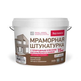 Bayramix БАЙРАМИКС мраморная штукатурка цветная, цвет Kashmir Gold, фр. N, 15 кг: декоративная, износостойкая для наружных работ