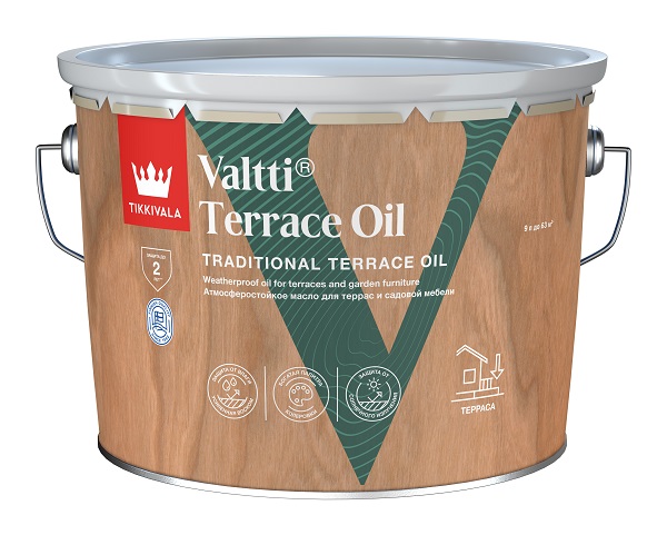 Масло для террас VALTTI TERRACE OIL, Бесцветный, 9 л, Tikkivala — купить для фасада