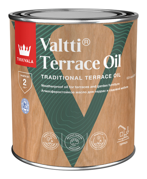 Масло для террас VALTTI TERRACE OIL, 0,9л, Бесцветный — Tikkivala
