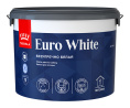 Краска для потолка EURO WHITE белая (гл/мат) — лакокрасочное покрытие Tikkivala, Белый, 9л, для внутренних работ